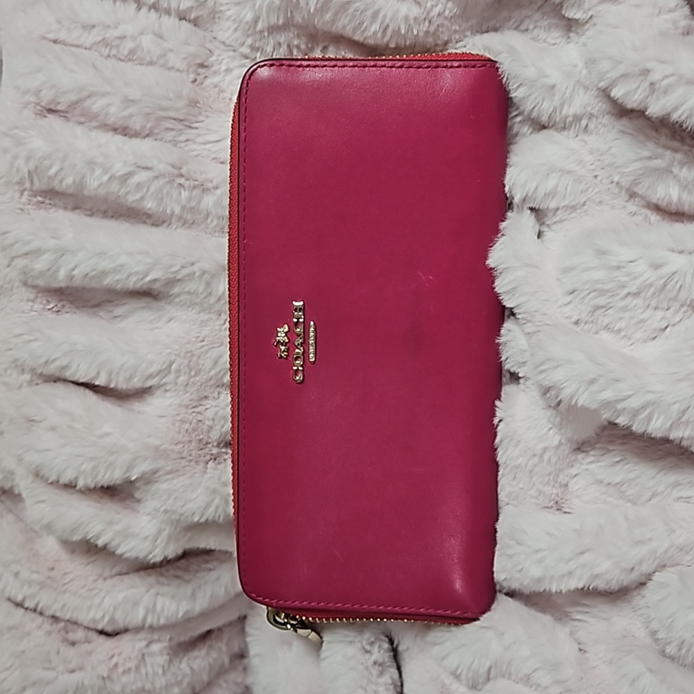 Coach Leather Hot Pink Large Wallet